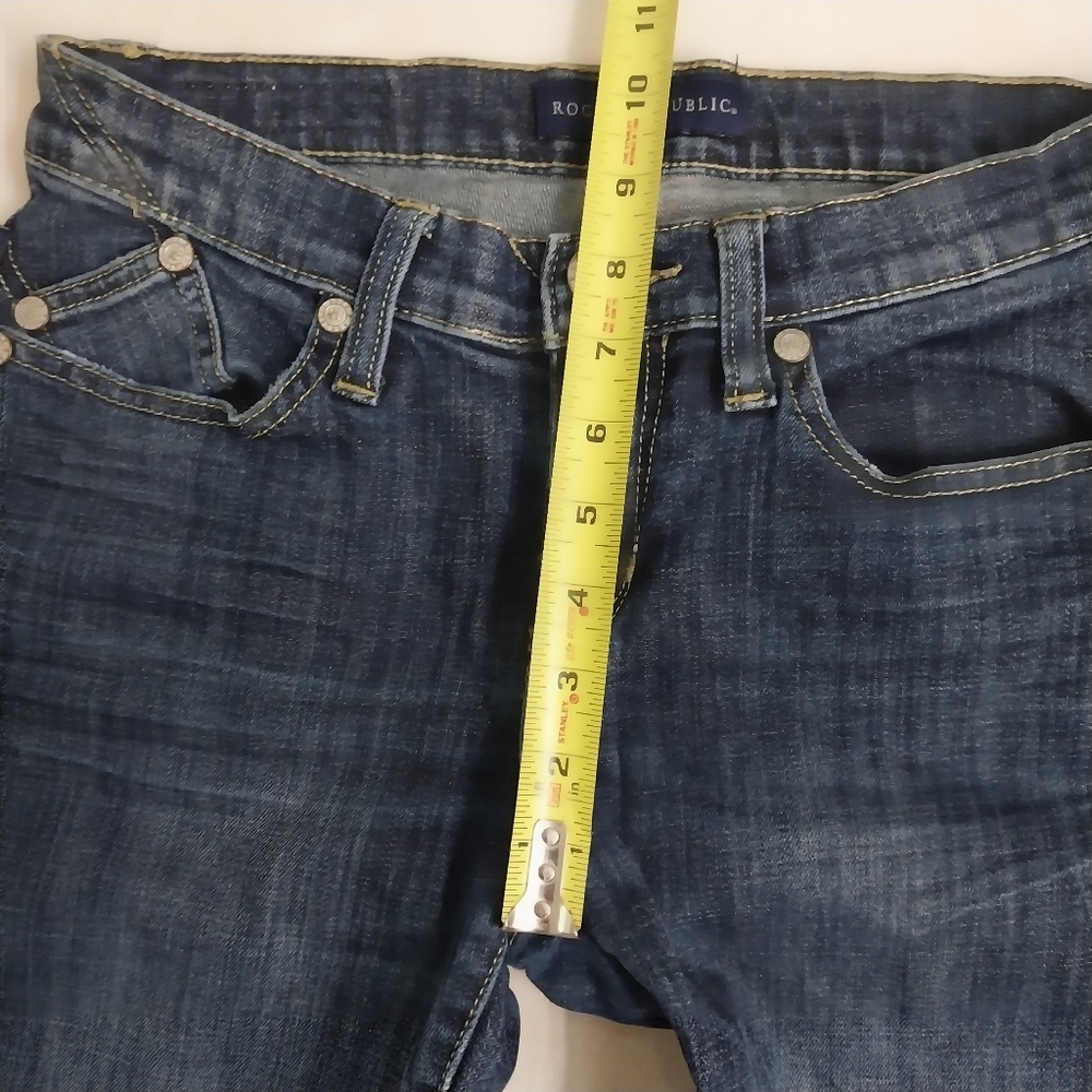 Rock & Republic Jeans Womens Berlin Low Rise Straight Dark Wash Denim sz 6p - Picture 5 of 13
